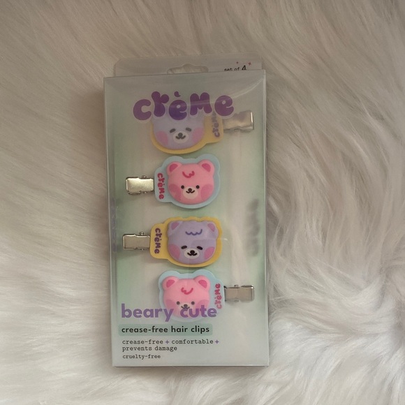 creme Other - Crème Beary Cute Kids Hair Clips - Pink Multi - new